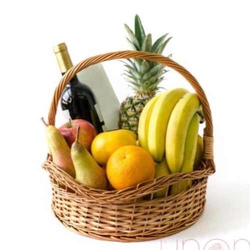 Hot Summer Fruit Basket with Wine